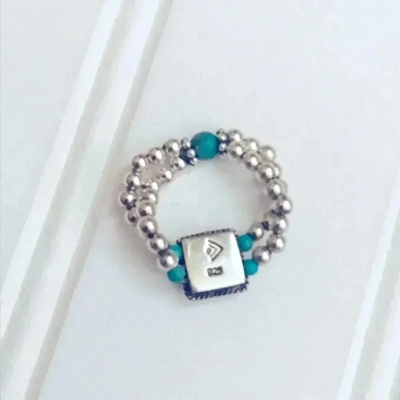 Silpada sterling silver beaded turquoise ring - Picture 2 of 3